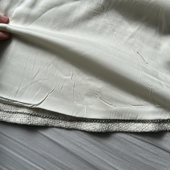 Chanel Vintage Tweed Cream Light Gray Wool Blend Long Sleeve Jacket | Sz 8 EU40 - Picture 8 of 9